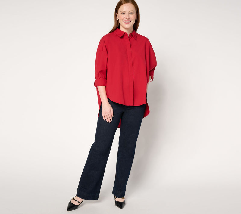Carla Rockmore Collection Dolman Sleeve Stretch Poplin Shirt — View 10
