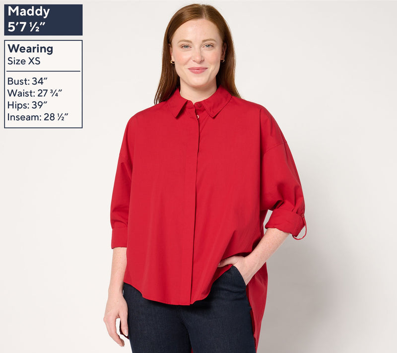 Carla Rockmore Collection Dolman Sleeve Stretch Poplin Shirt — View 8