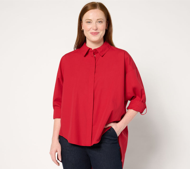 Carla Rockmore Collection Dolman Sleeve Stretch Poplin Shirt — View 3