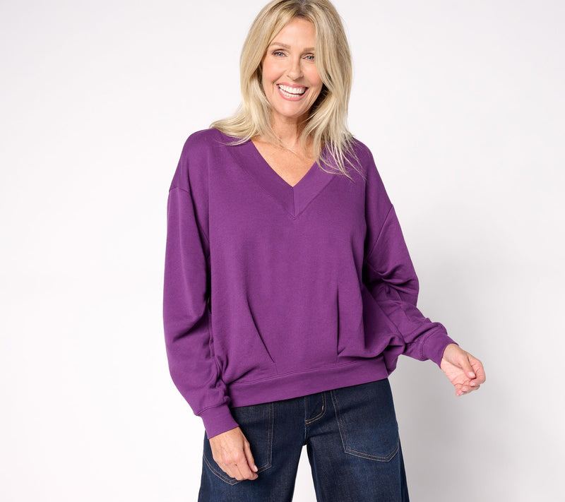 Carla Rockmore Collection Asymmetric French Terry Sweatshirt — View 3