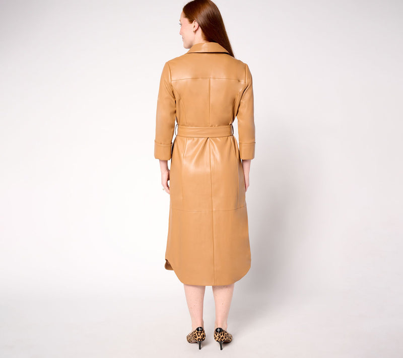 Carla Rockmore Collection Petite Faux Leather Lady Shirtdress — View 7