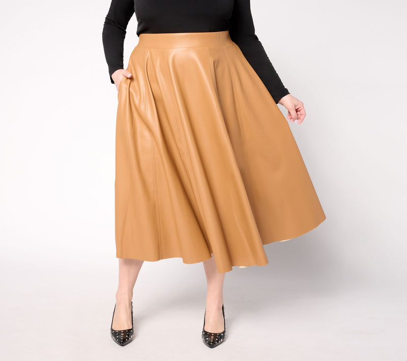 Carla Rockmore Collection Regular Faux Leather Circle Skirt — View 8