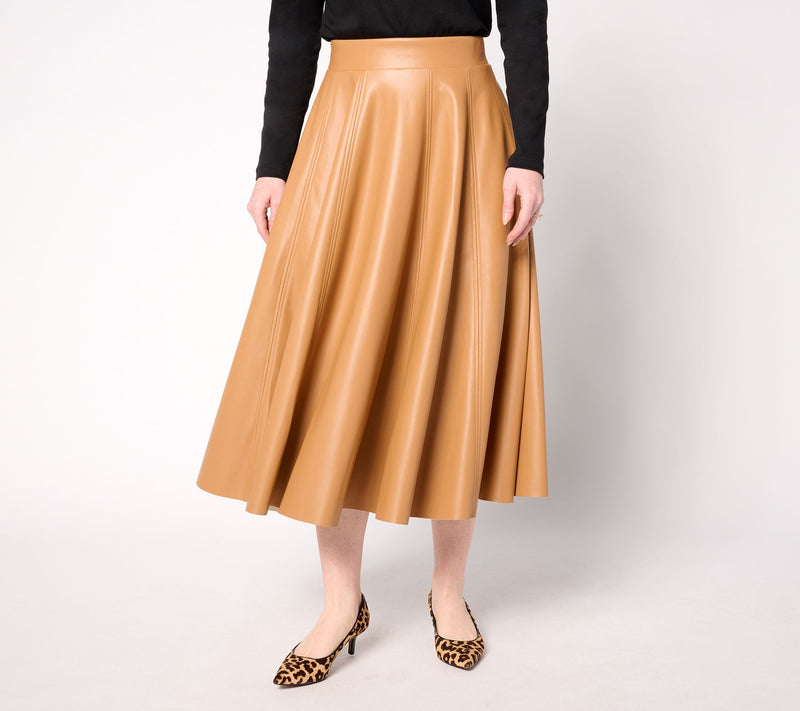 Carla Rockmore Collection Regular Faux Leather Circle Skirt — View 5