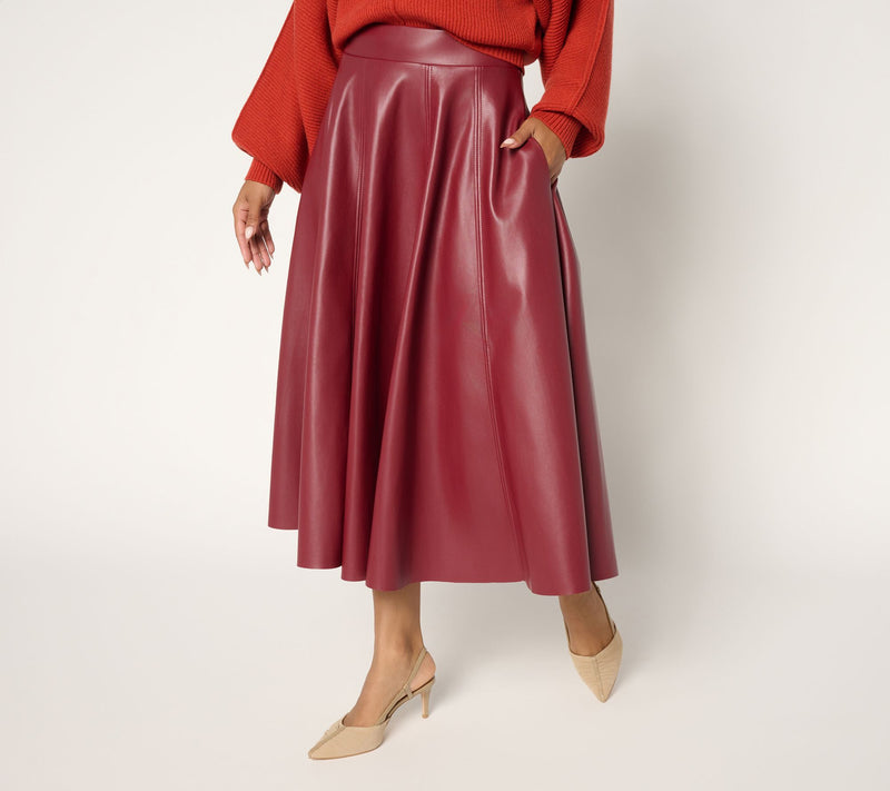 Carla Rockmore Collection Regular Faux Leather Circle Skirt — View 3