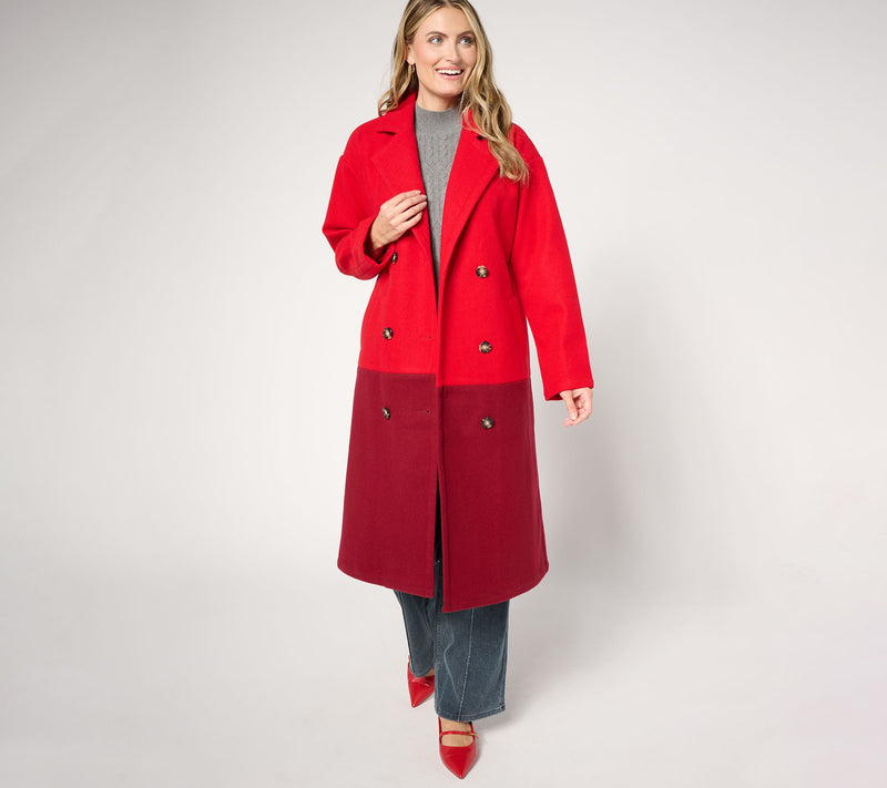Carla Rockmore Collection Petite The Muse Color Blocked Coat — Main view