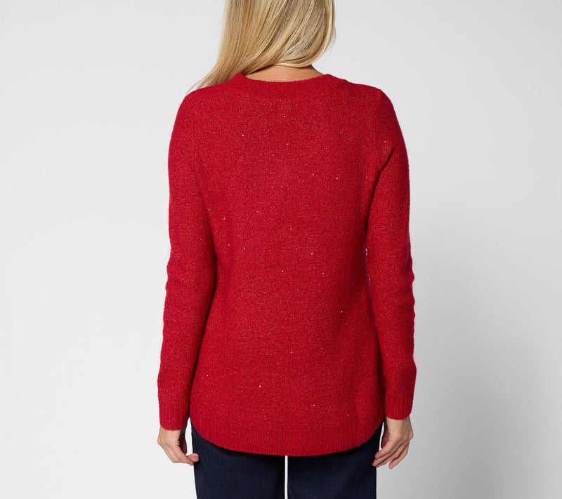 Denim & Co. V-Neck Long Sleeve Sparkle Sweater — View 12