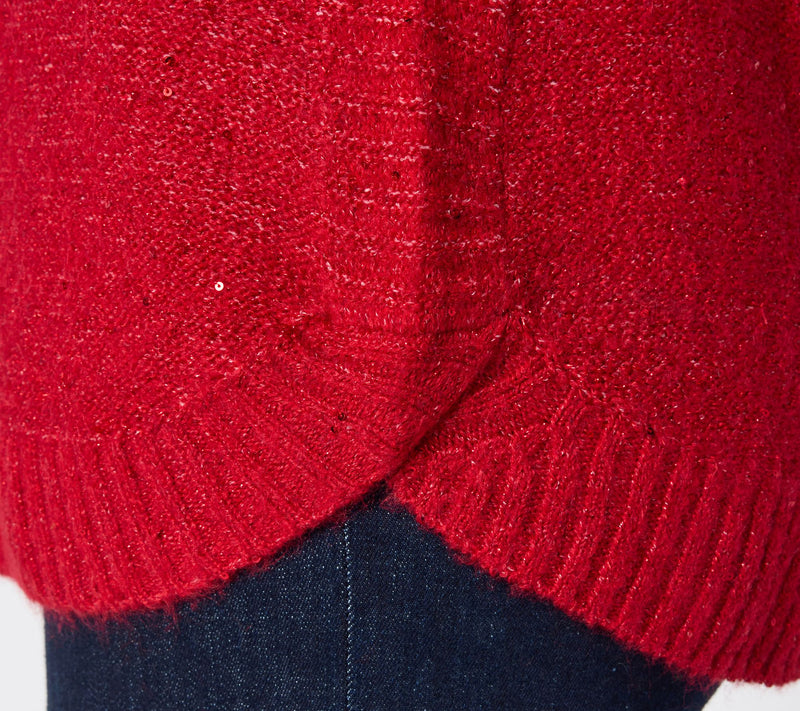 Denim & Co. V-Neck Long Sleeve Sparkle Sweater — View 14
