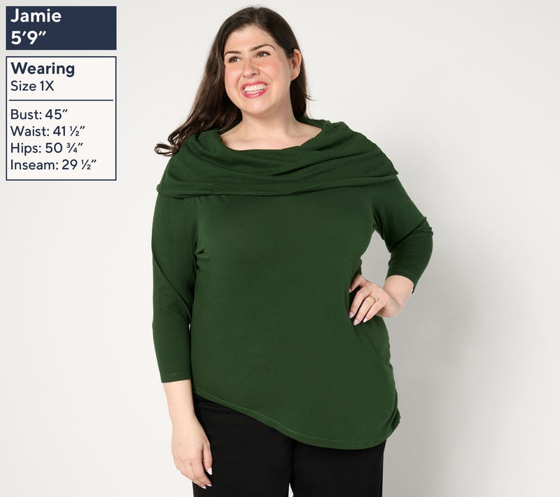 Peace Love World Side Cowl Long Sleeve Top — View 8