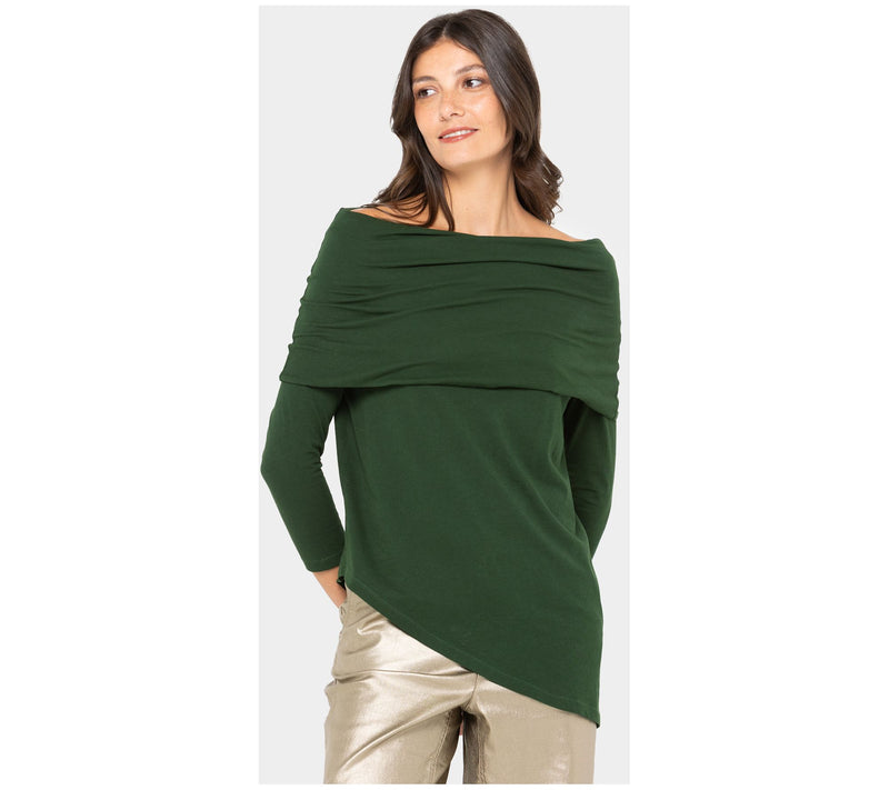 Peace Love World Side Cowl Long Sleeve Top — View 14