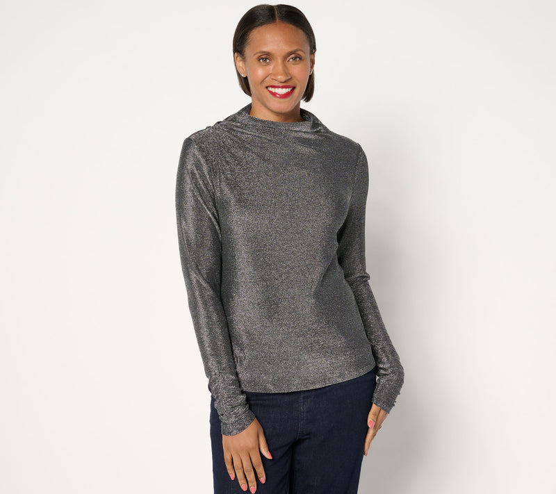 Peace Love World Black Label Lurex Knit Long Sleeve Top — View 7