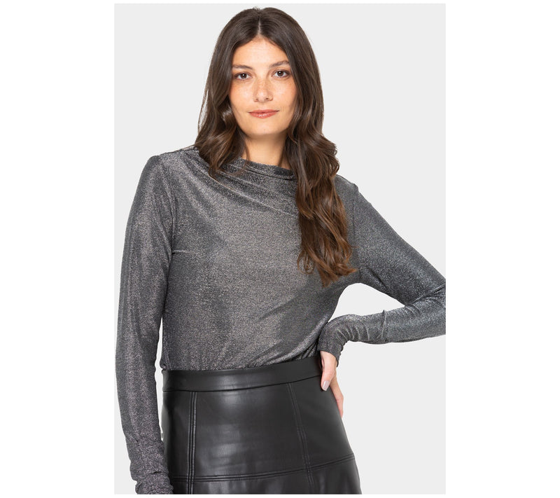 Peace Love World Black Label Lurex Knit Long Sleeve Top — View 13