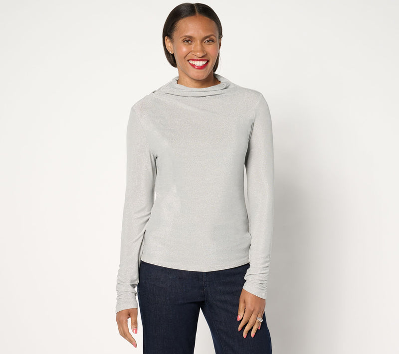 Peace Love World Black Label Lurex Knit Long Sleeve Top — View 5