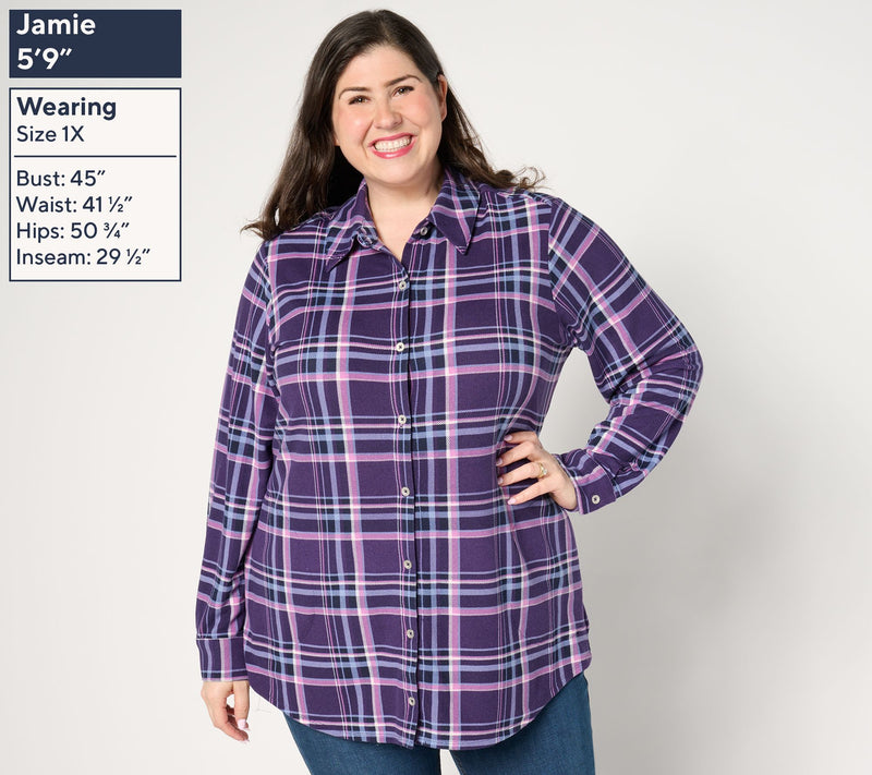 Denim & Co. Petite Heavenly Jersey Button Front Tunic — View 14