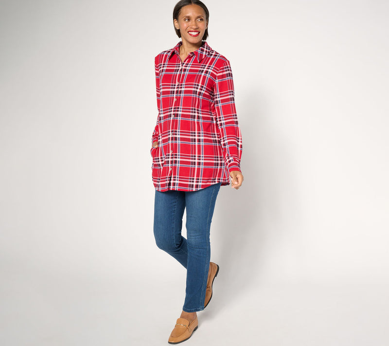 Denim & Co. Petite Heavenly Jersey Button Front Tunic — View 17