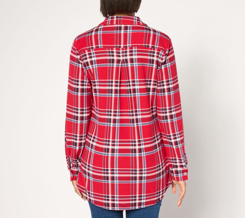 Denim & Co. Petite Heavenly Jersey Button Front Tunic — View 16