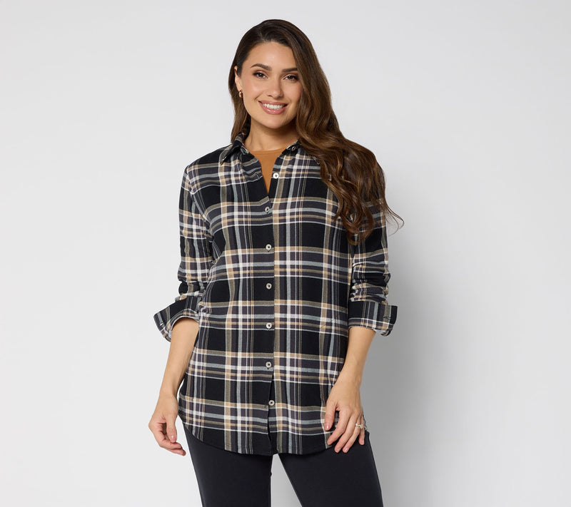 Denim & Co. Petite Heavenly Jersey Button Front Tunic — View 20