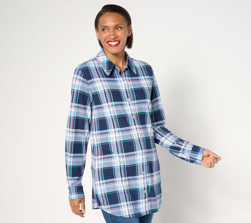 Denim & Co. Petite Heavenly Jersey Button Front Tunic — View 11
