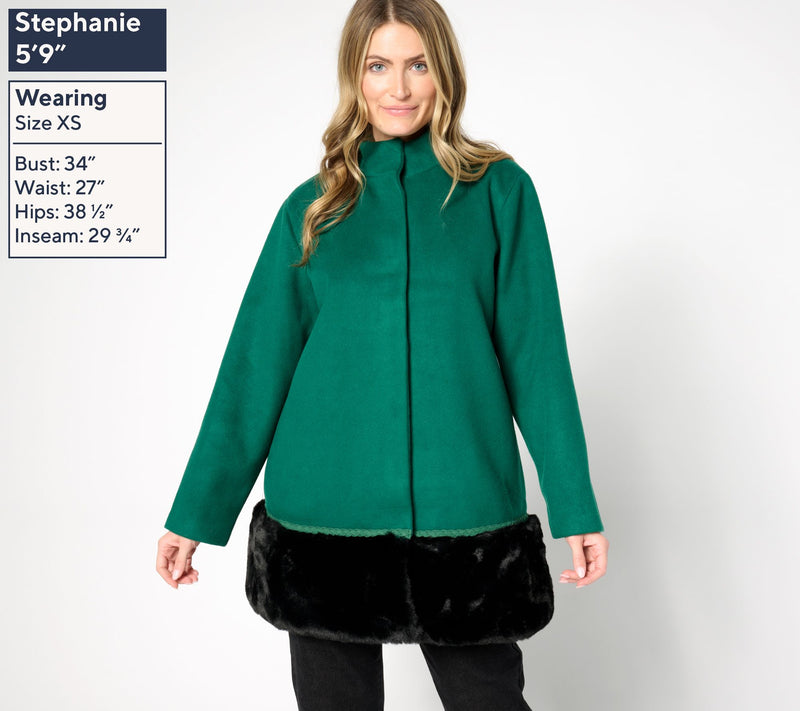 by Stacy London Coat with Removeable Faux Fur Hem — View 7