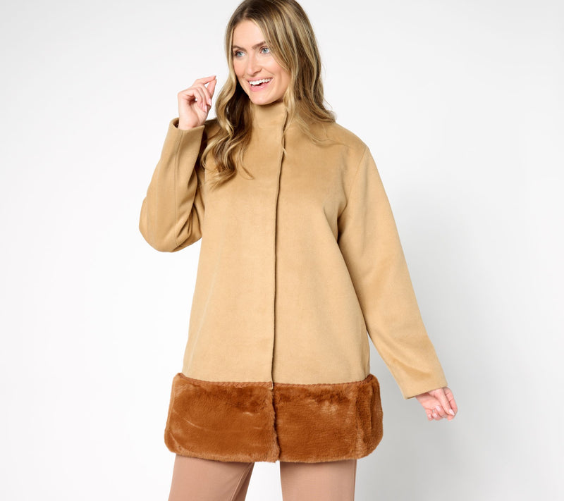 by Stacy London Coat with Removeable Faux Fur Hem — View 3