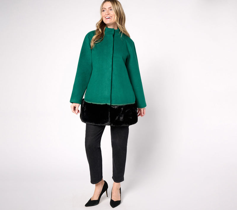 by Stacy London Coat with Removeable Faux Fur Hem — View 9