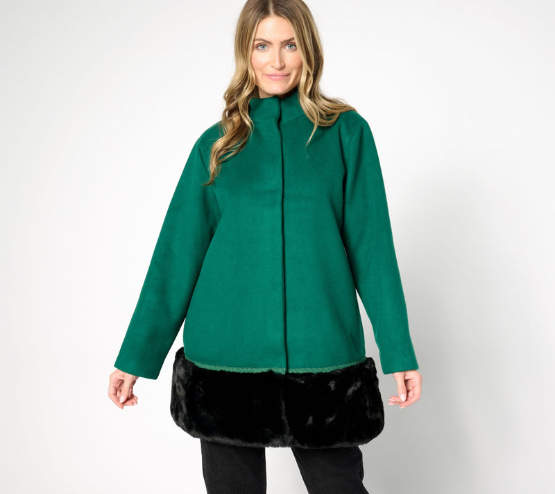 by Stacy London Coat with Removeable Faux Fur Hem — Main view