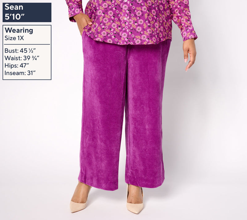 by Stacy London Petite Stretch Corduroy Wide Leg Pull-On Pant — View 8