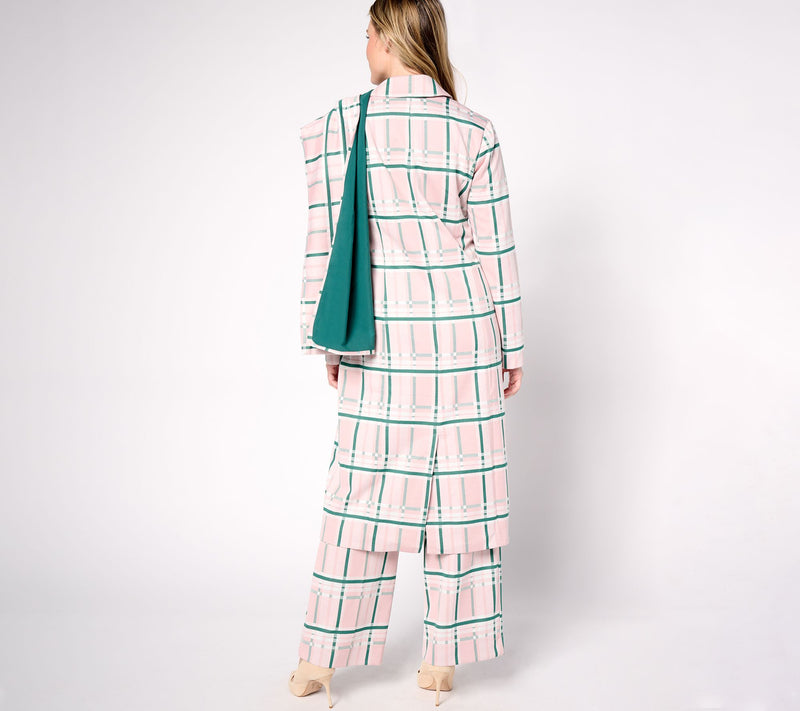 by Stacy London Knit Jacquard Topcoat with Built in Scarf — View 8