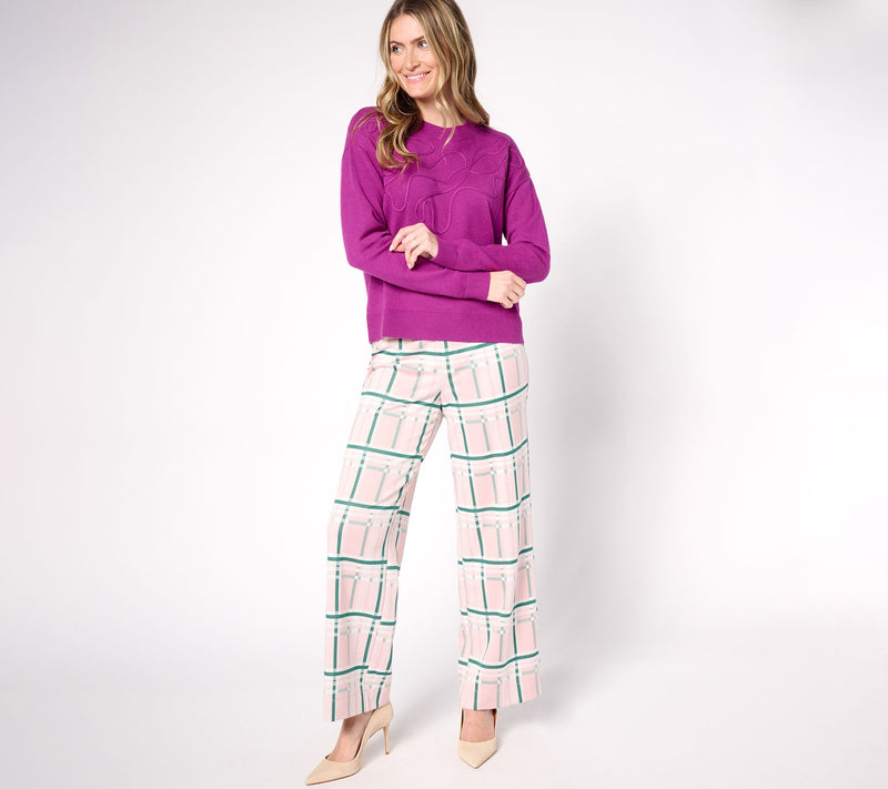 by Stacy London Petite Knit Jacquard Wide Leg Pull-On Pant — View 9