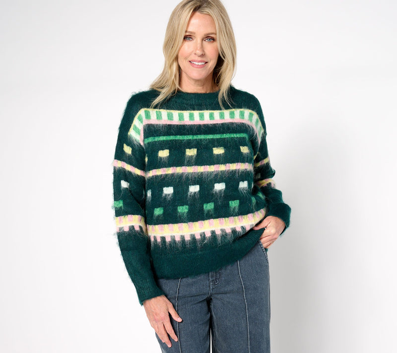 by Stacy London Patterned Crew Neck Cozy Sweater — View 5