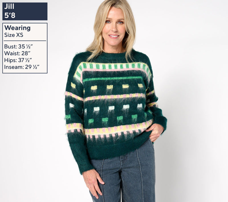 by Stacy London Patterned Crew Neck Cozy Sweater — View 9