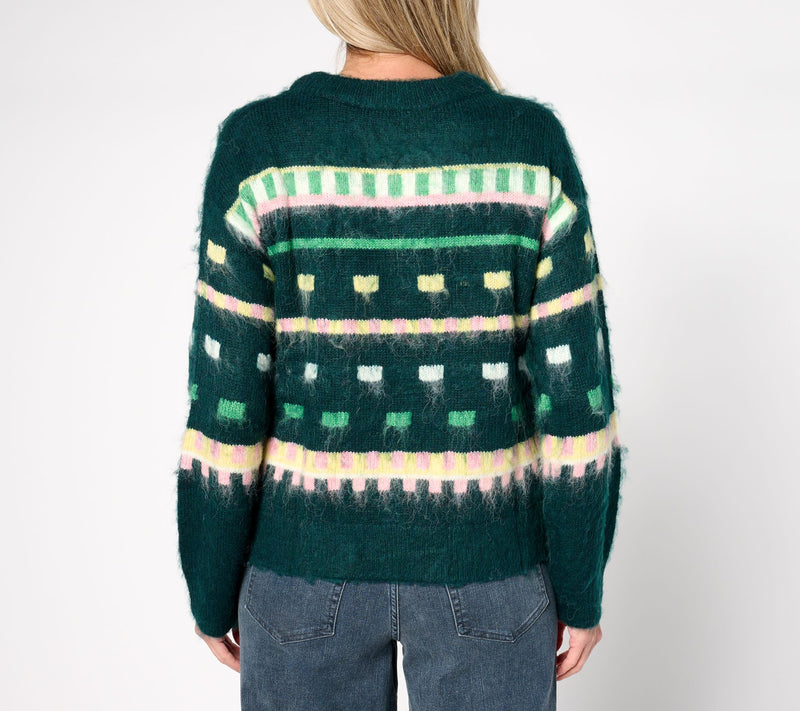 by Stacy London Patterned Crew Neck Cozy Sweater — View 10