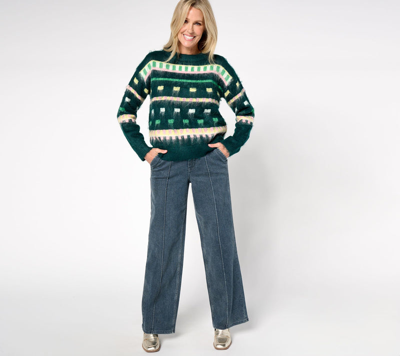 by Stacy London Patterned Crew Neck Cozy Sweater — View 11
