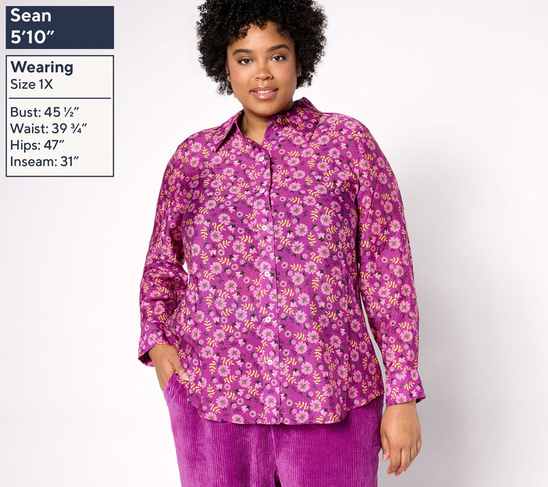by Stacy London Printed Lightweight Cotton Shirt — View 8