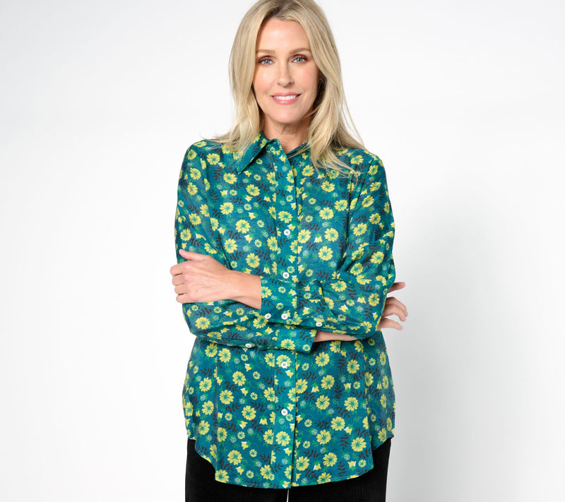by Stacy London Printed Lightweight Cotton Shirt — View 7