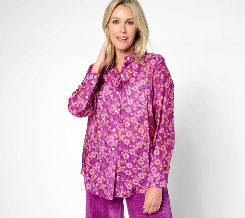 by Stacy London Printed Lightweight Cotton Shirt — Main view