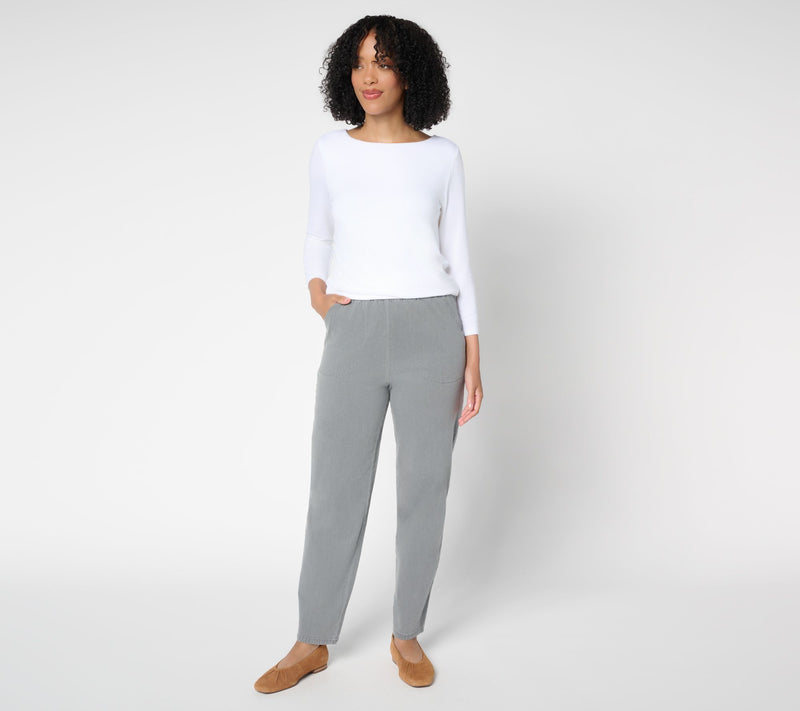 Denim & Co. Original Waist Stretch Regular Side Pocket Pant-BlackDenim — View 10