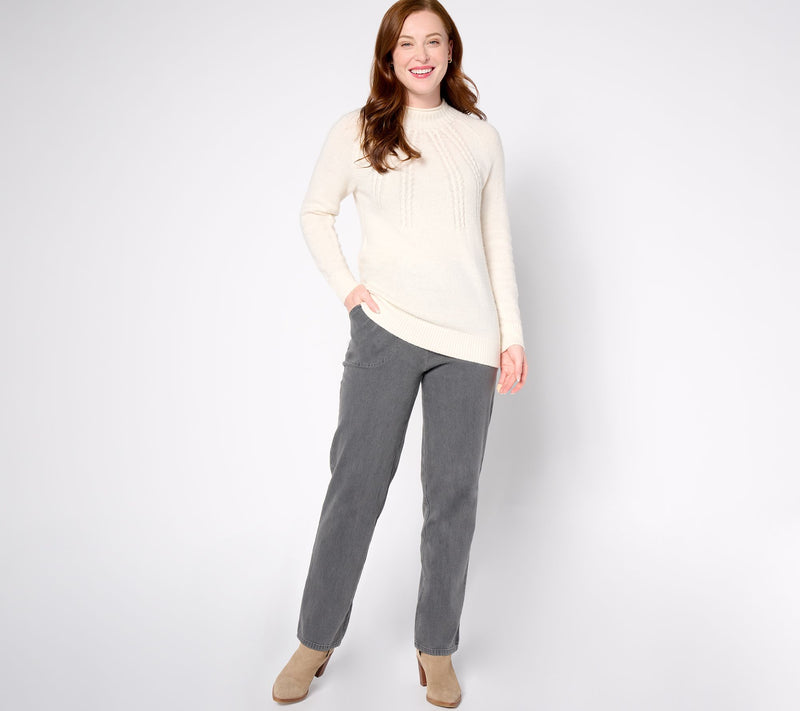 Denim & Co. Original Waist Stretch Petite Side Pocket Pant-BlackDenim — View 13