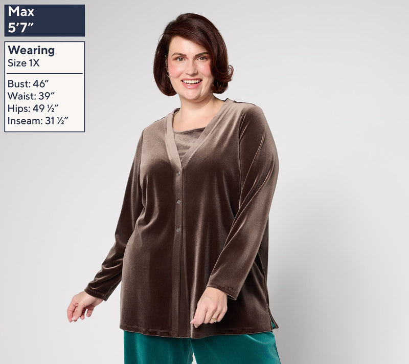 Denim & Co. Archives Velvet Cardigan & Tank Set — View 10
