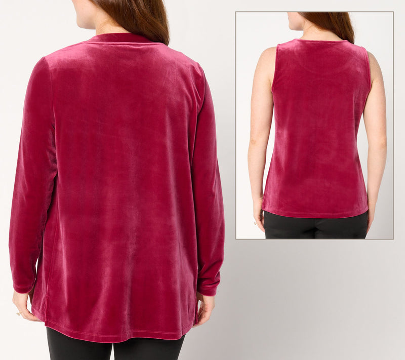 Denim & Co. Archives Velvet Cardigan & Tank Set — View 11