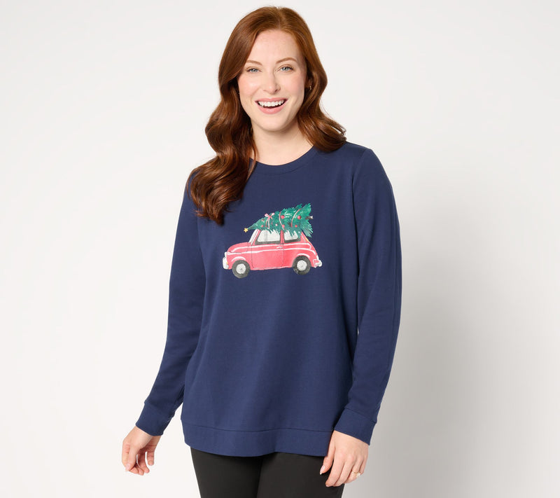 Denim & Co. Holiday French Terry Graphic Sweatshirt — View 3