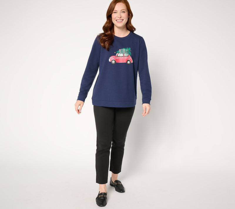 Denim & Co. Holiday French Terry Graphic Sweatshirt — View 10