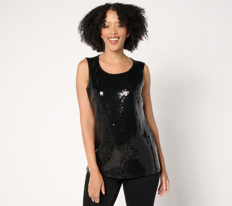 Denim & Co. Adaptive Sequin Front Scoop Neck Tank Top — View 7