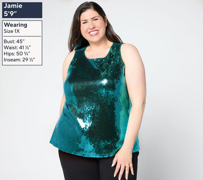 Denim & Co. Adaptive Sequin Front Scoop Neck Tank Top — View 8