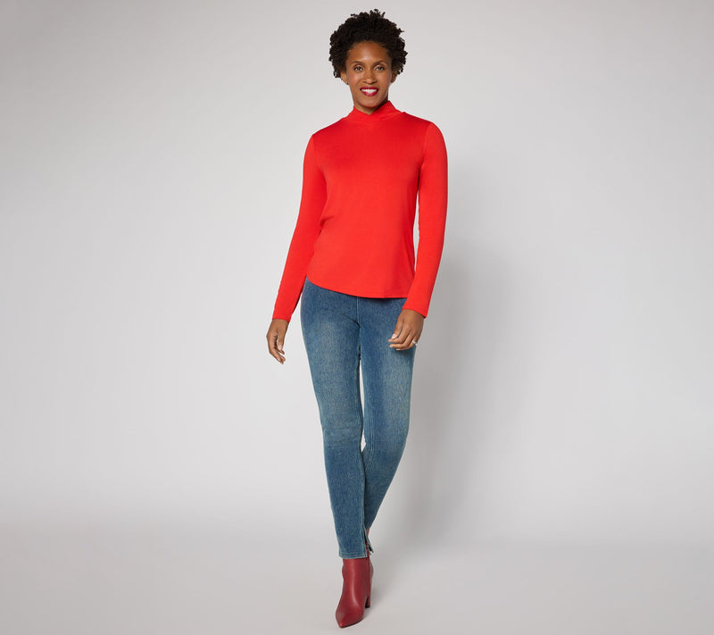 Women with Control Crossover Mock Neck Top — View 5