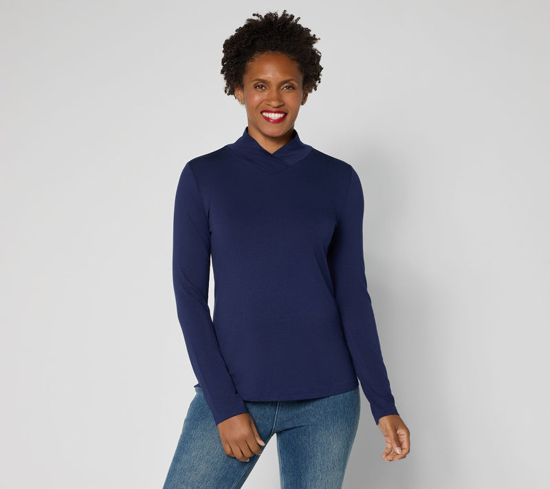 Women with Control Crossover Mock Neck Top — View 13