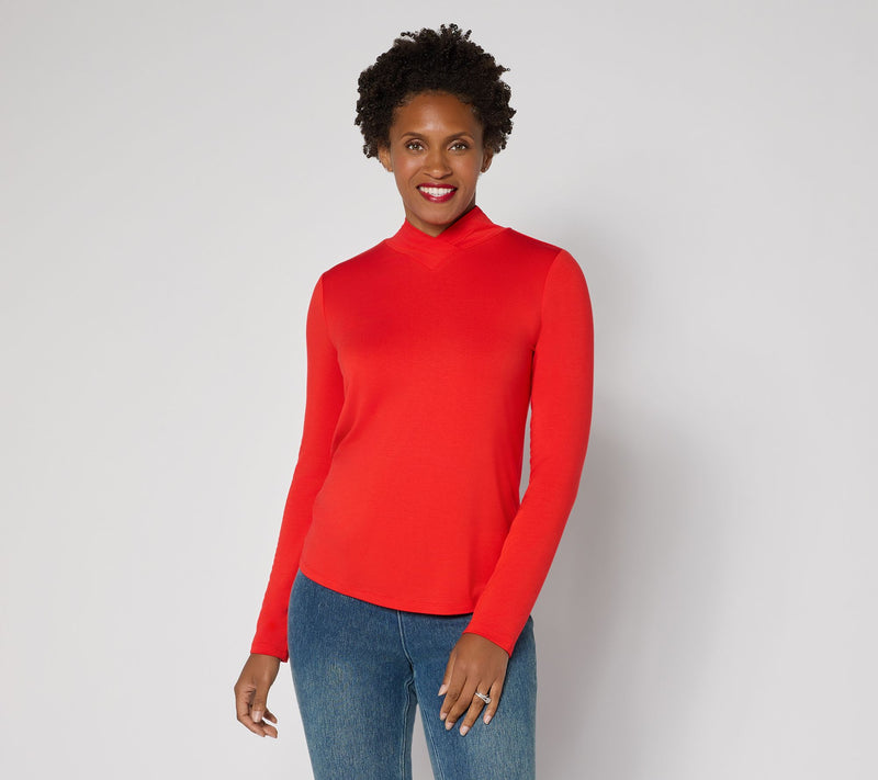 Women with Control Crossover Mock Neck Top — View 16