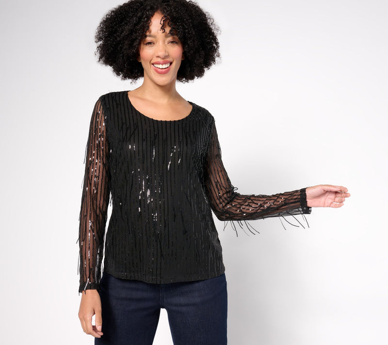Attitudes by Renee Drippy Sequin Top — View 7
