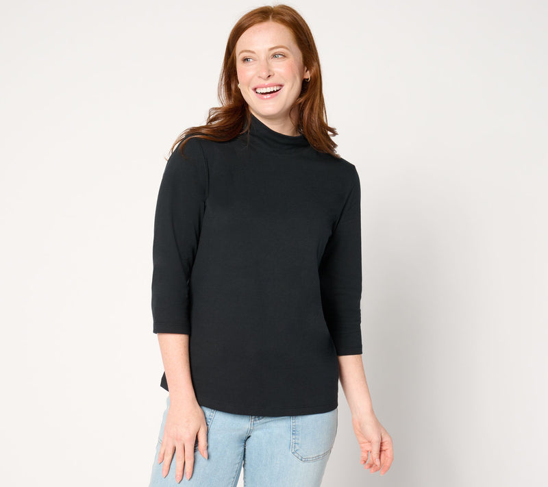 Denim & Co. Essentials Perfect Jersey 3/4 Sleeve Mock Neck Top — View 10