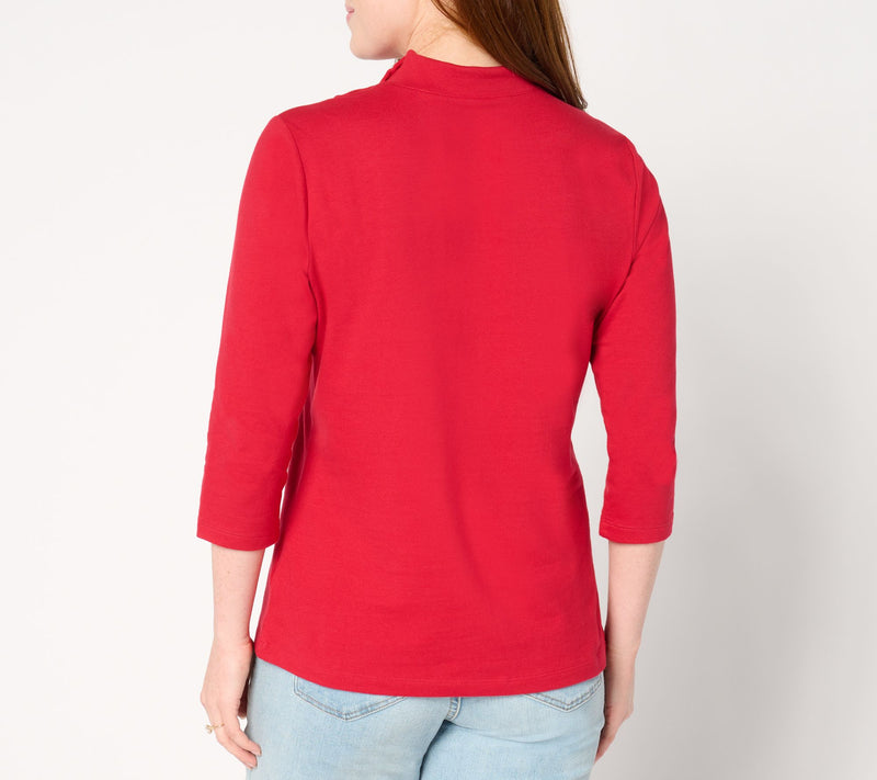 Denim & Co. Essentials Perfect Jersey 3/4 Sleeve Mock Neck Top — View 3