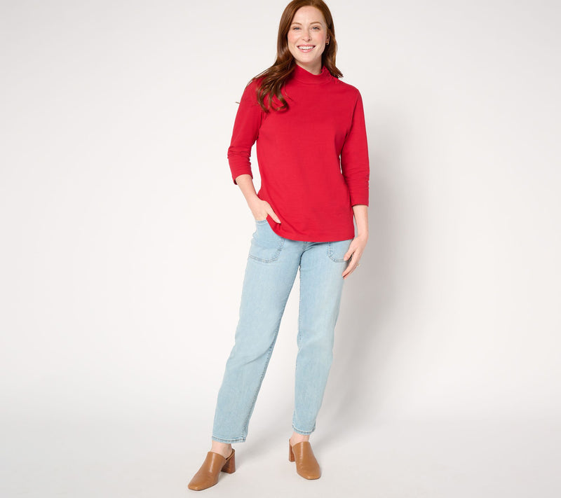 Denim & Co. Essentials Perfect Jersey 3/4 Sleeve Mock Neck Top — View 4